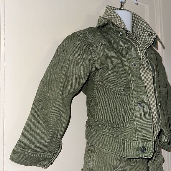 Vintage 70s Sears green denim jean jacket/pants & matching western shirt - Picture 5 of 14